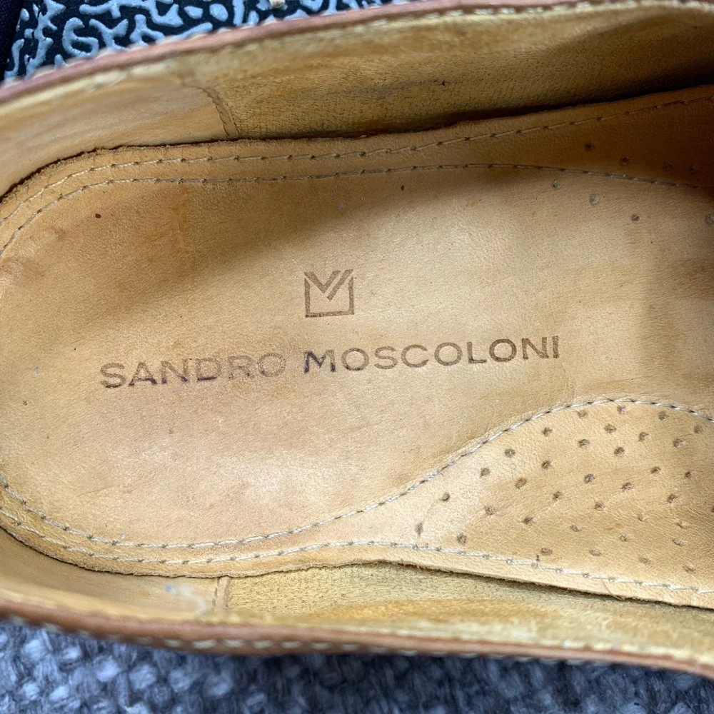 Sandro Moscoloni Slip On Loafers Mens 10D Tan Leather Square Moc Toe Brazil